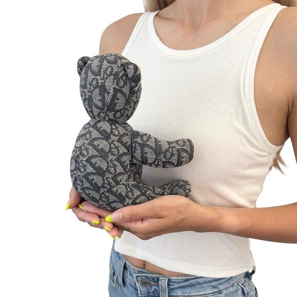 Christian Dior Vintage Trotter Monogram Teddy Bear Plush Toy Blue White [105906] - Picture 2 of 12